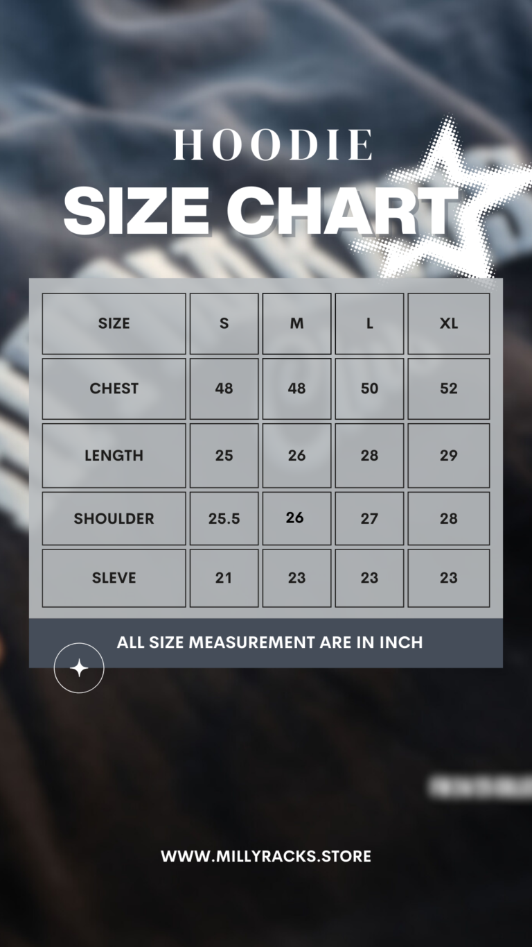 Size Guide for Sunfade Black hoodie